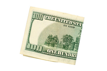 Folded One Hundred Dollar Bill on a transparent background 
