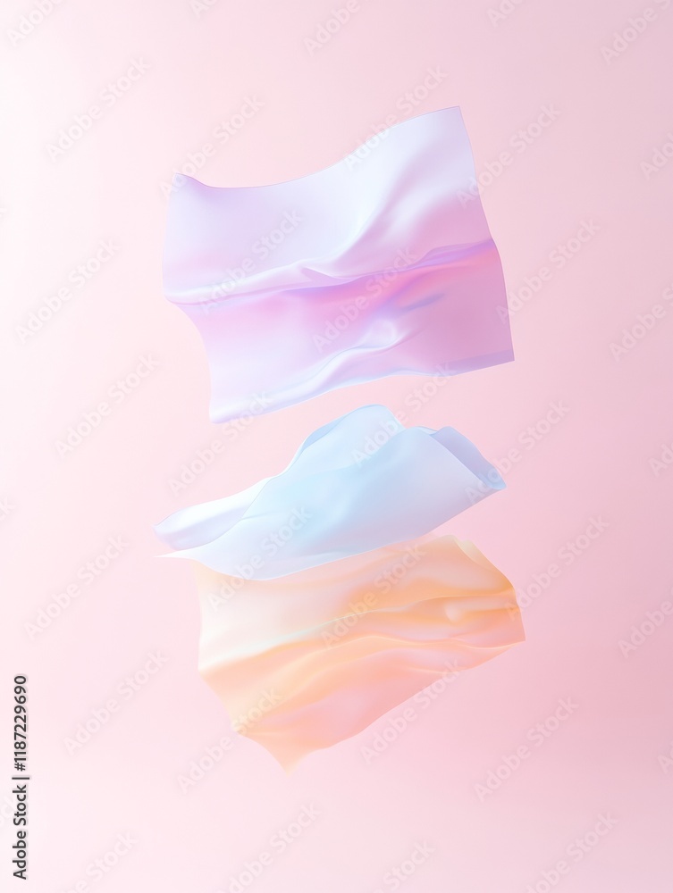 Aufkleber surreal floating pastel sheets in soft light