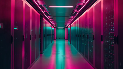 Neon-Lit Server Room