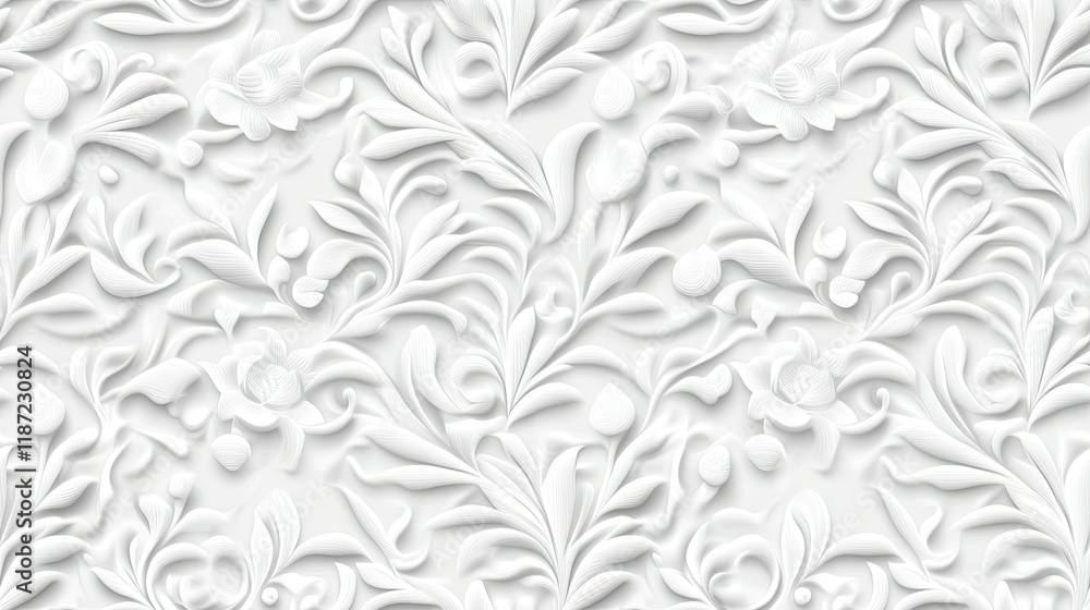 Poster floral designs on a soft gray background create a delicate and sophisticated pattern suitable for va