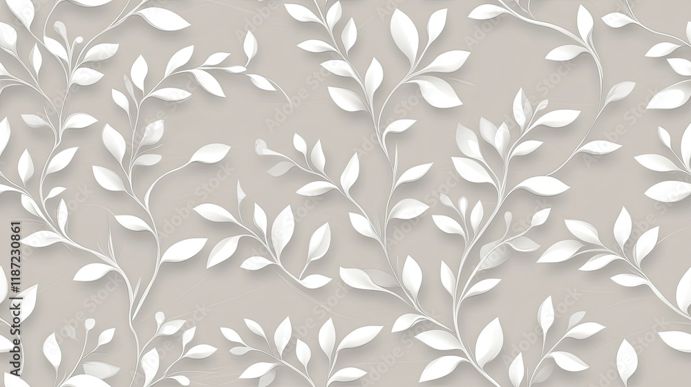 Poster this seamless pattern has a grey background with white swirls, dots, and floral motifs, creating an 