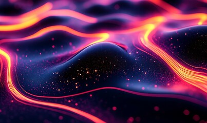Futuristic Black Liquid Background with Neon-Enhanced Ripples for a Cutting-Edge Texture