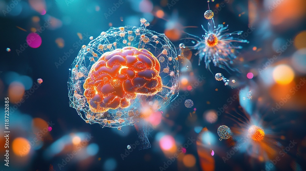 Poster digital representation of an artificial intelligence brain concept