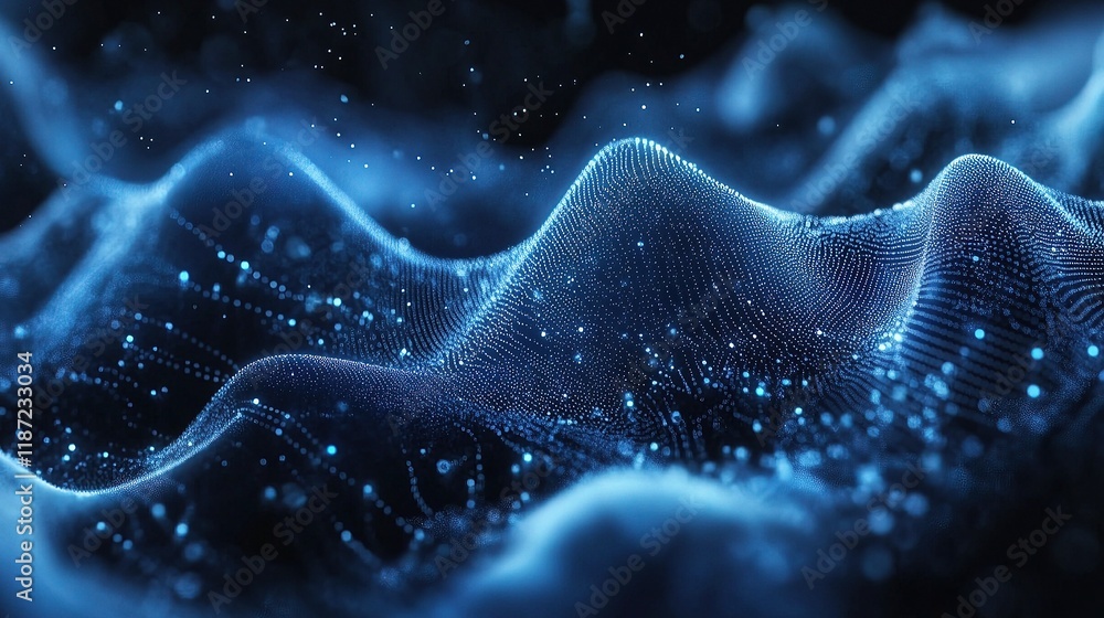 Aufkleber abstract blue technology background with dynamic wave patterns