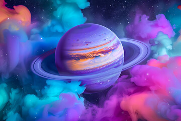 Fototapeta premium Saturn in a Galaxy of Color