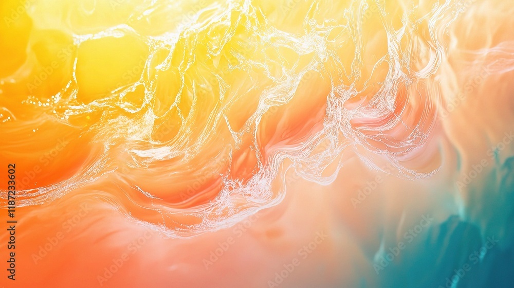 Poster bright abstract wave gradient in framed style with soft lines