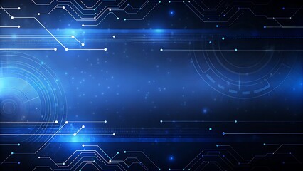 Obraz premium Sleek Dark-Themed Gradient Background with Glowing Circuit Patterns and Light Effects for AI and Technology Design