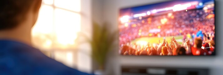 Naklejka premium 2D animation cheering sports fans watching game in living room, 