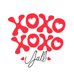 xoxo xoxo yall, Creative phrase typography for your Valentines Day vector illustration