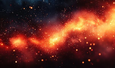 Fototapeta premium Fiery cosmic energy wave in dark space, ideal for sci-fi backgrounds.