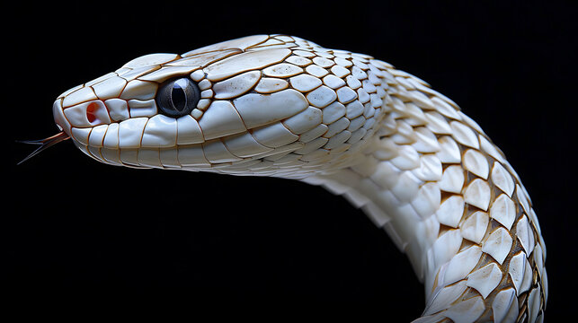 Magnificent Serpent: A Captivating Close-Up of a Venomous White Snake