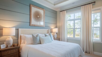 Coastal Inspired Bedroom with Soft Colors and Natural Light