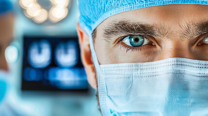 Focused Surgeon in Operating Room with Advanced Equipment
