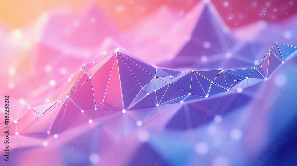 Poster abstract 3d polygonal graph with interconnected data points and lines