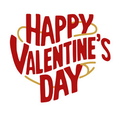 Happy Valentine's Day Red letters with gold
