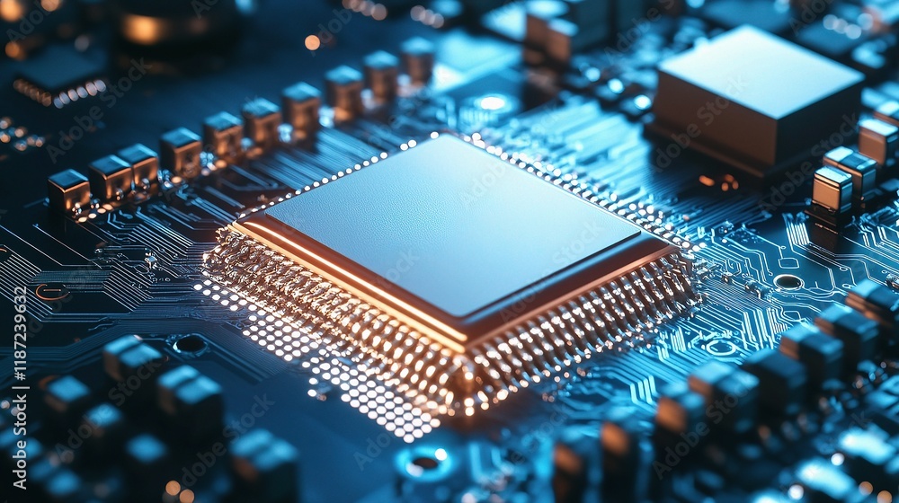 Poster central processing unit concept in modern computer technology