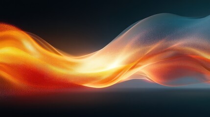 Glowing energy wave flowing on dark background, digital art.