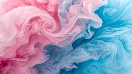Fototapeta premium Abstract Fluid Art Composition with Swirling Pink and Blue Ink in Pastel Tones for Modern Wall Decor and Artistic Branding 