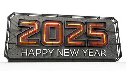 Obraz premium Futuristic Neon Sign for Happy New Year 2025 Celebration Design