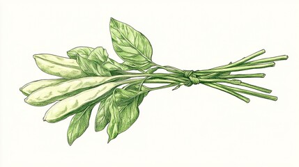 For culinary design projects and health-themed drawings showcasing organic veggies and plant-based nourishment, a freshly harvested fava bean is isolated on a translucent background. 