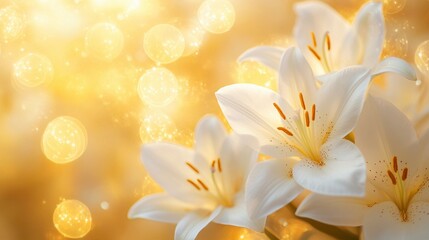Soft golden bokeh lights blending smoothly into vivid floral tones, evoking warmth and serenity, book illustration style
