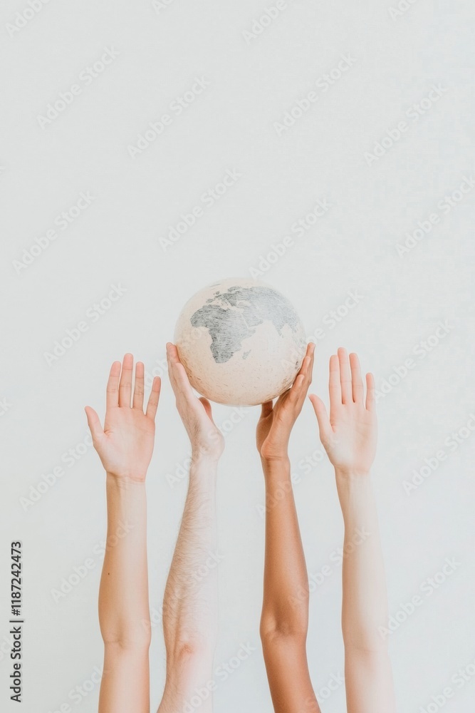 Poster unity and diversity hands reaching for the world