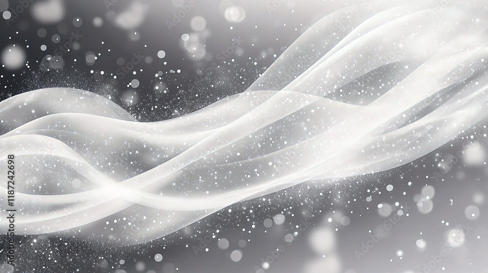Poster elegant gray abstract design with smooth white particles and lines