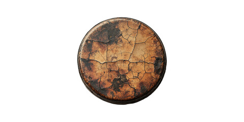 Fototapeta premium Vintage drum with textured surface isolated on transparent background
