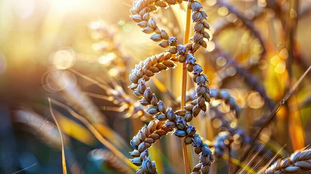 close-up of DNA helix of wheat. Selective focus