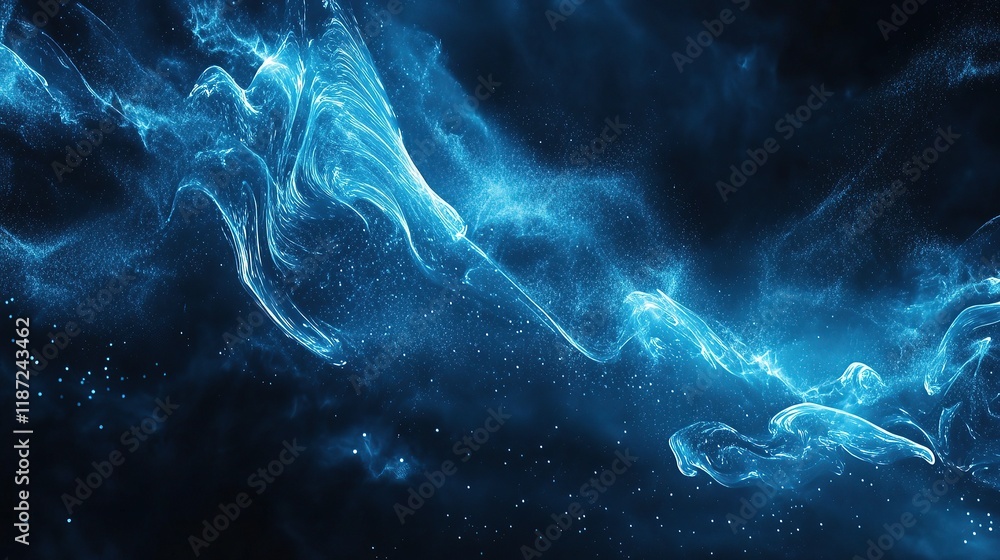 Poster abstract blue technology design with dynamic lines and patterns