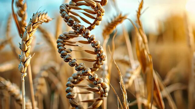 close-up of DNA helix of wheat. Selective focus