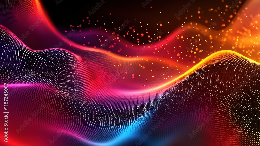 Poster abstract science and technology background with colorful waves