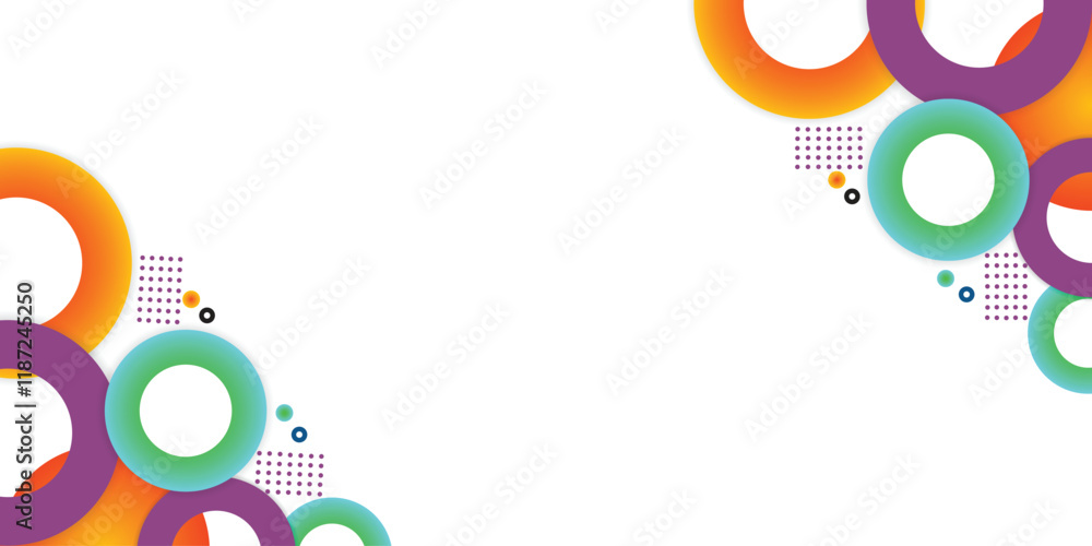 Poster abstract colorful geometric circles transparent vector background with gradients, transparent overla