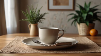 Placemat mockup neatly arranged dining table with soft warm light ideal for home decor showcases