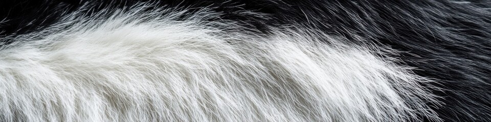 Fototapeta premium Close-up texture of black and white animal fur with soft strands