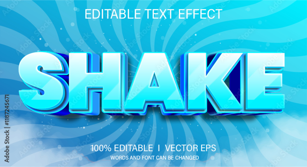 Poster shake 3d vector text effect with modern style design