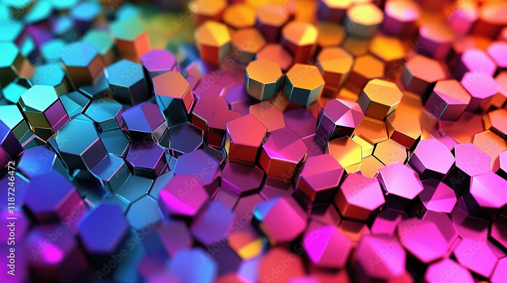 Poster colorful hexagon patterns in geometric abstract design