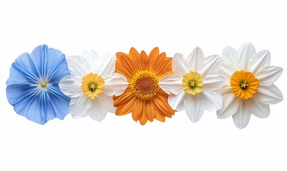Fototapeta premium Colorful flower arrangement, top view, spring theme, for prints, cards