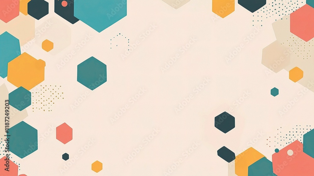 Poster abstract geometric hexagon pattern with colorful design elements