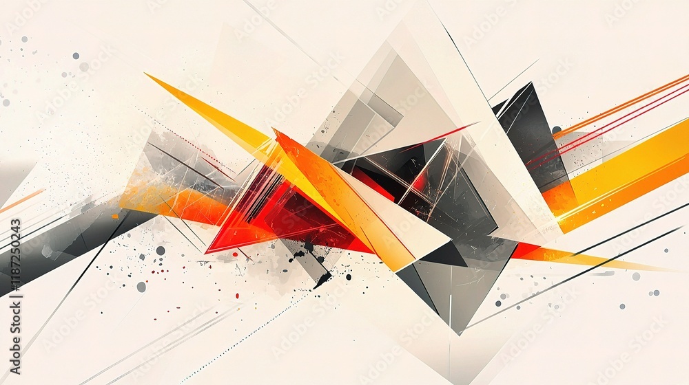 Poster geometric abstract shapes with digital elements and dynamic lines