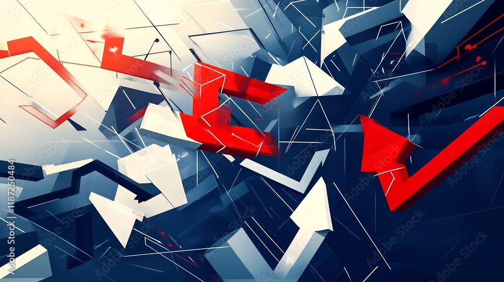 Poster Infographicstyle rendering of crisis management showcasing symbolic arrows geometric forms responsive decisionmaking