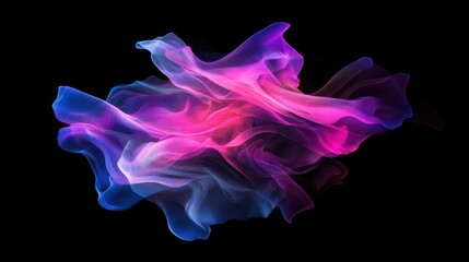 Futuristic waveforms in pink purple and cyan on black background