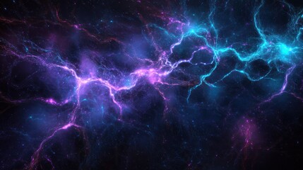 Fototapeta premium Schematic abstract with interconnected nodes in purple and blue