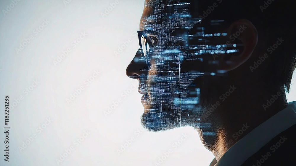 Aufkleber businessman analyzing data insights with ai technology visual effects