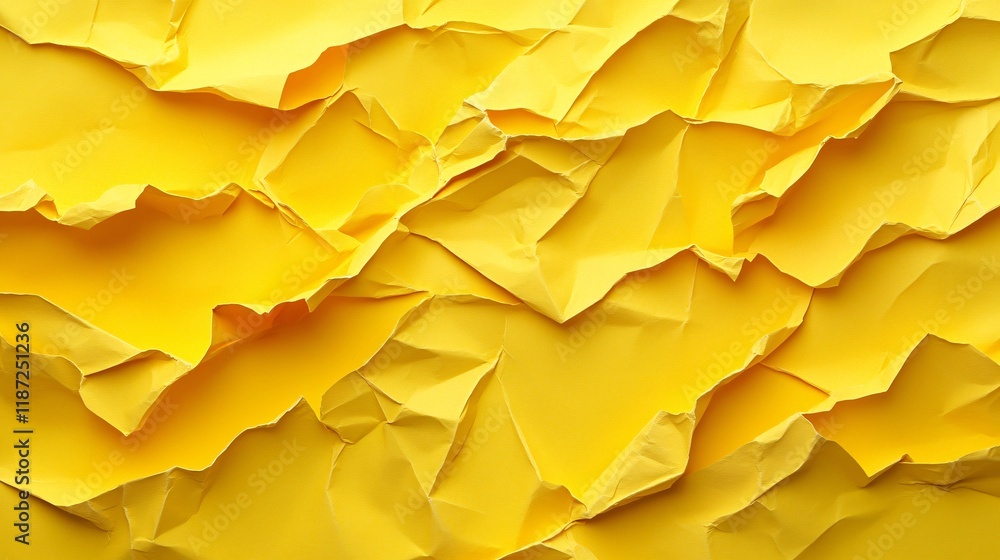 Poster textured yellow paper with crumples and folds creating an abstract background design