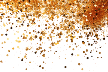 Golden glitter spread across a white background creating a festive atmosphere for celebrations and events