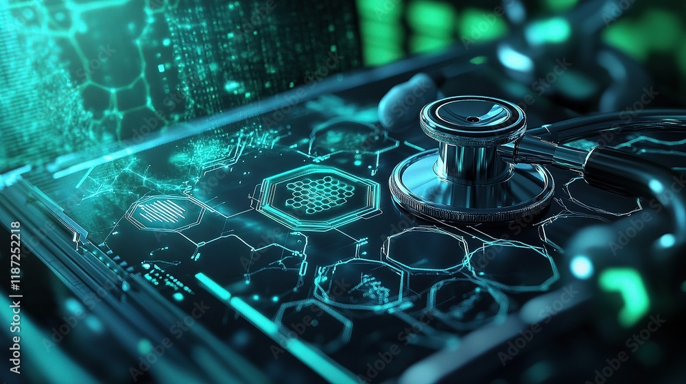 Poster advanced medical technology background with hexagonal pattern design