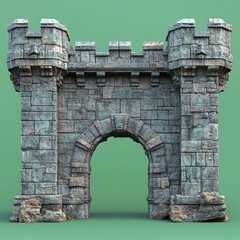 Fototapeta premium Stone archway, castle gate, weathered facade.