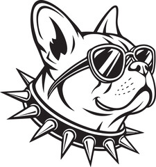 Funny dog illustration and silhouette