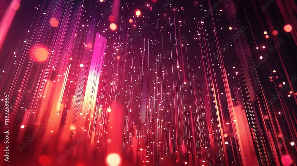 Poster digital data analysis in cyberspace with colorful light lines